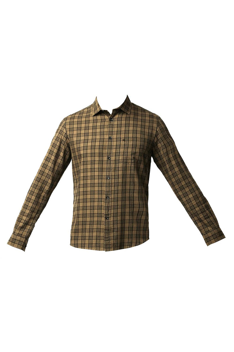 BASICS SLIM FIT TWILL CHECKS SHIRT