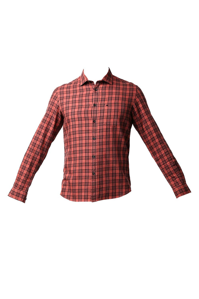 BASICS SLIM FIT TWILL CHECKS SHIRT