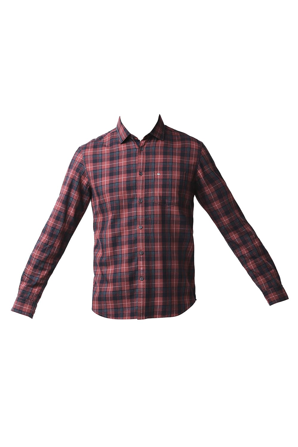 BASICS SLIM FIT TWILL CHECKS SHIRT