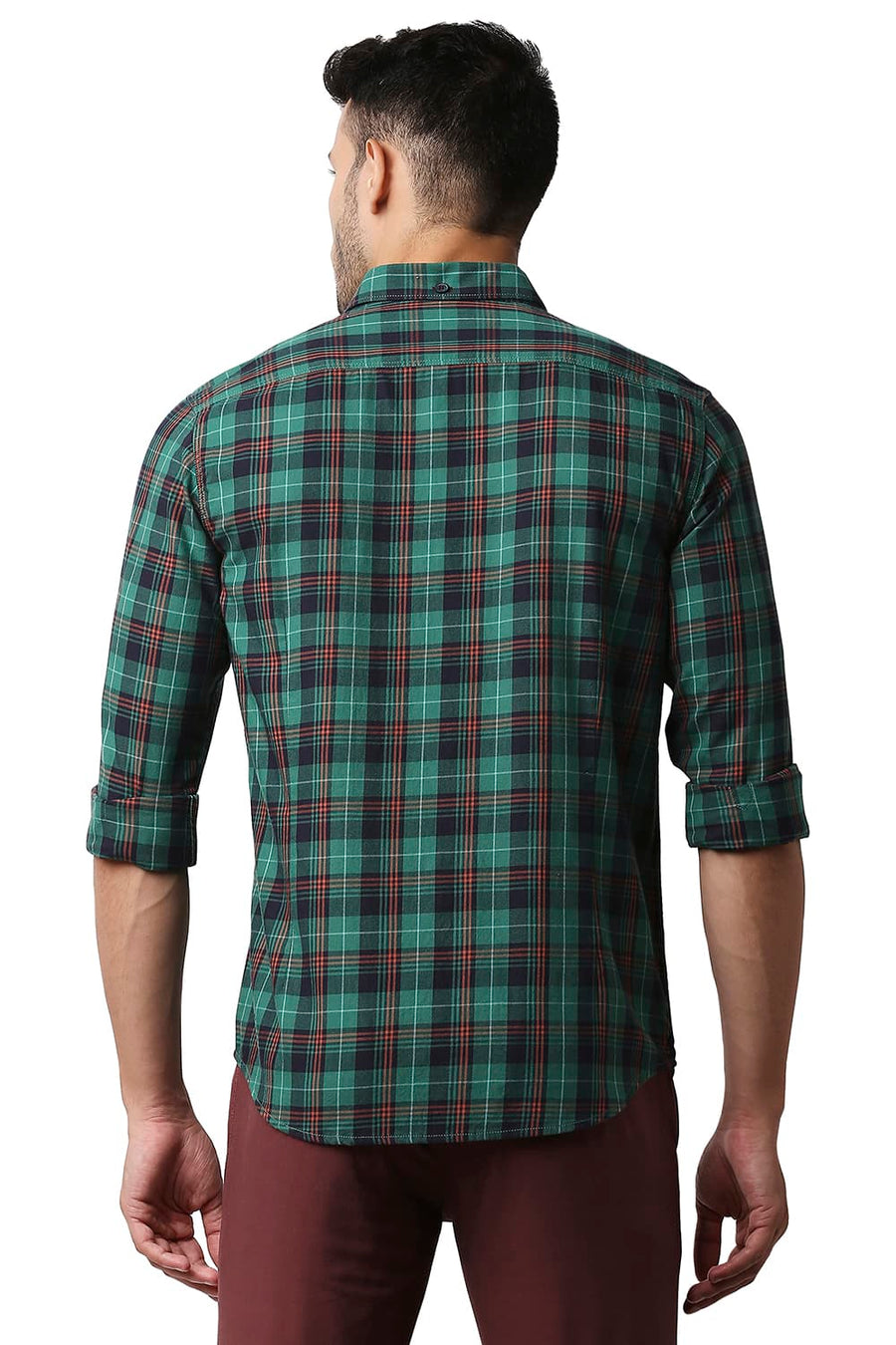 BASICS SLIM FIT GREEN LAKE TWILL CHECKS SHIRT