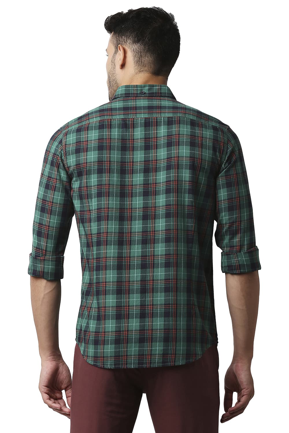 BASICS SLIM FIT TWILL CHECKS SHIRT