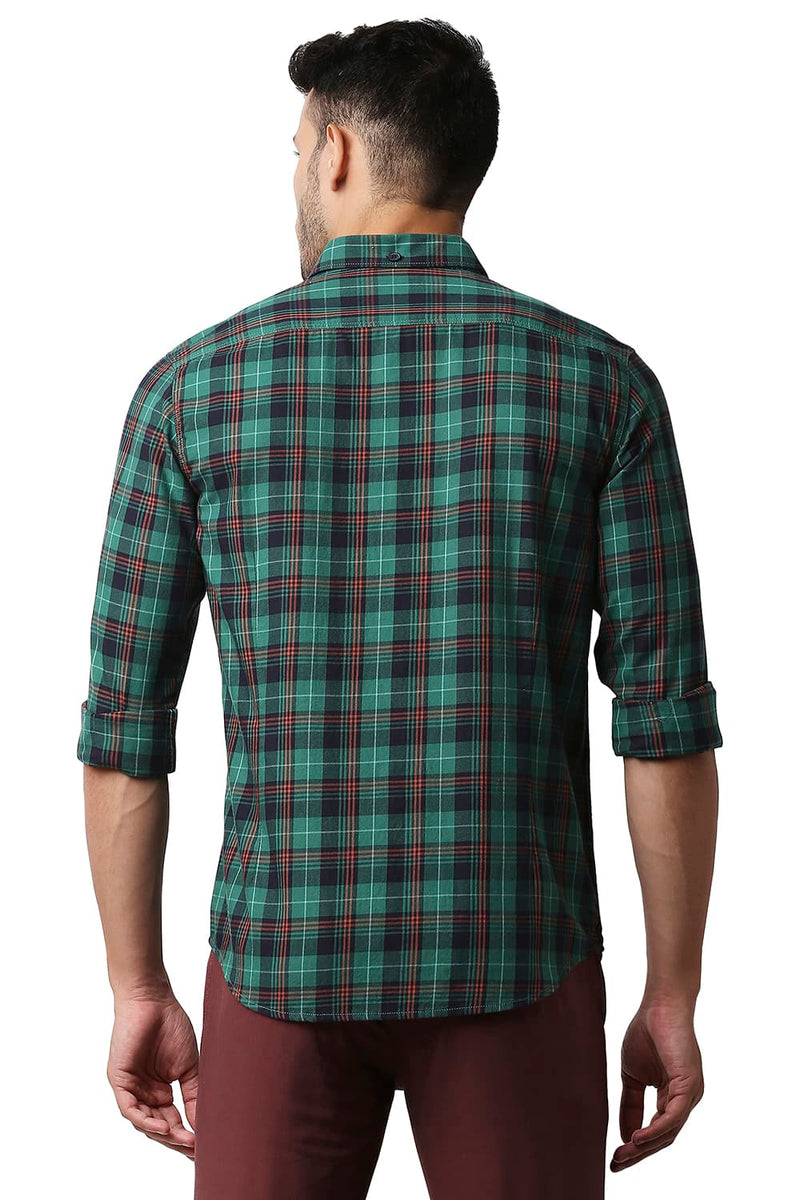 BASICS SLIM FIT TWILL CHECKS SHIRT