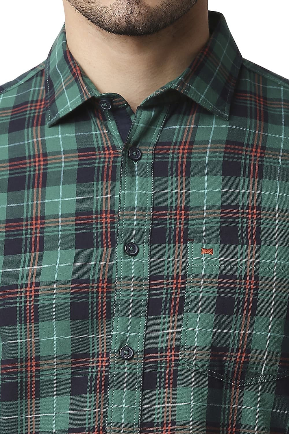 BASICS SLIM FIT TWILL CHECKS SHIRT