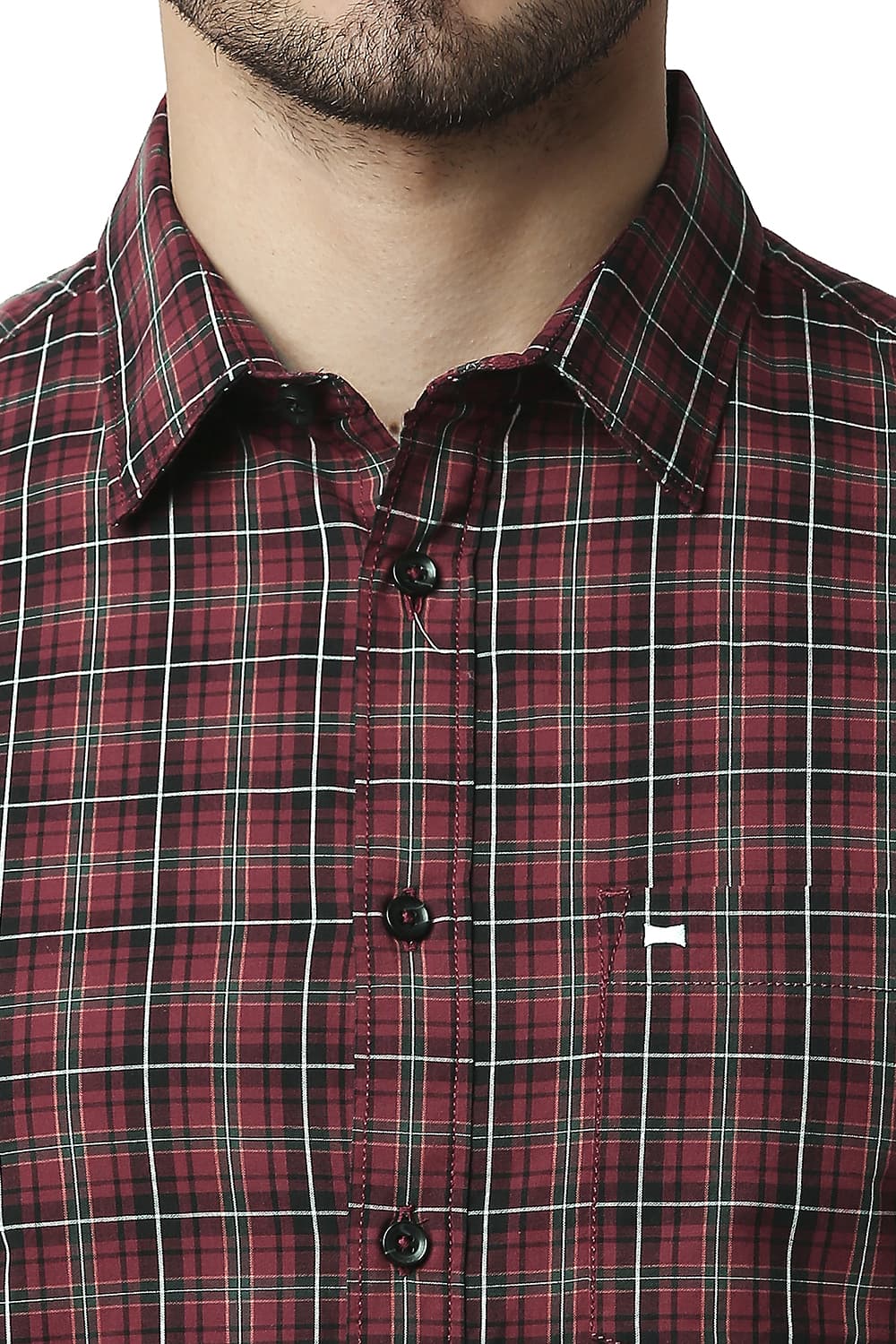 BASICS SLIM FIT COTTON CHECKS HALFSLEEVES SHIRT