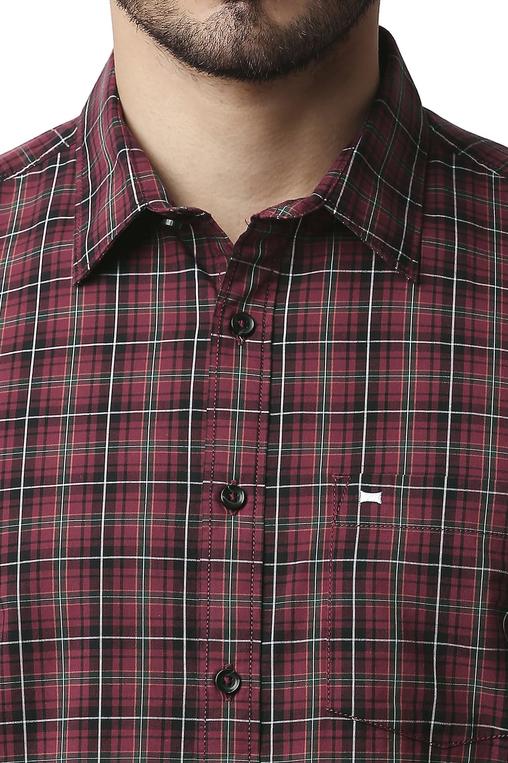 BASICS SLIM FIT COTTON CHECKS SHIRT