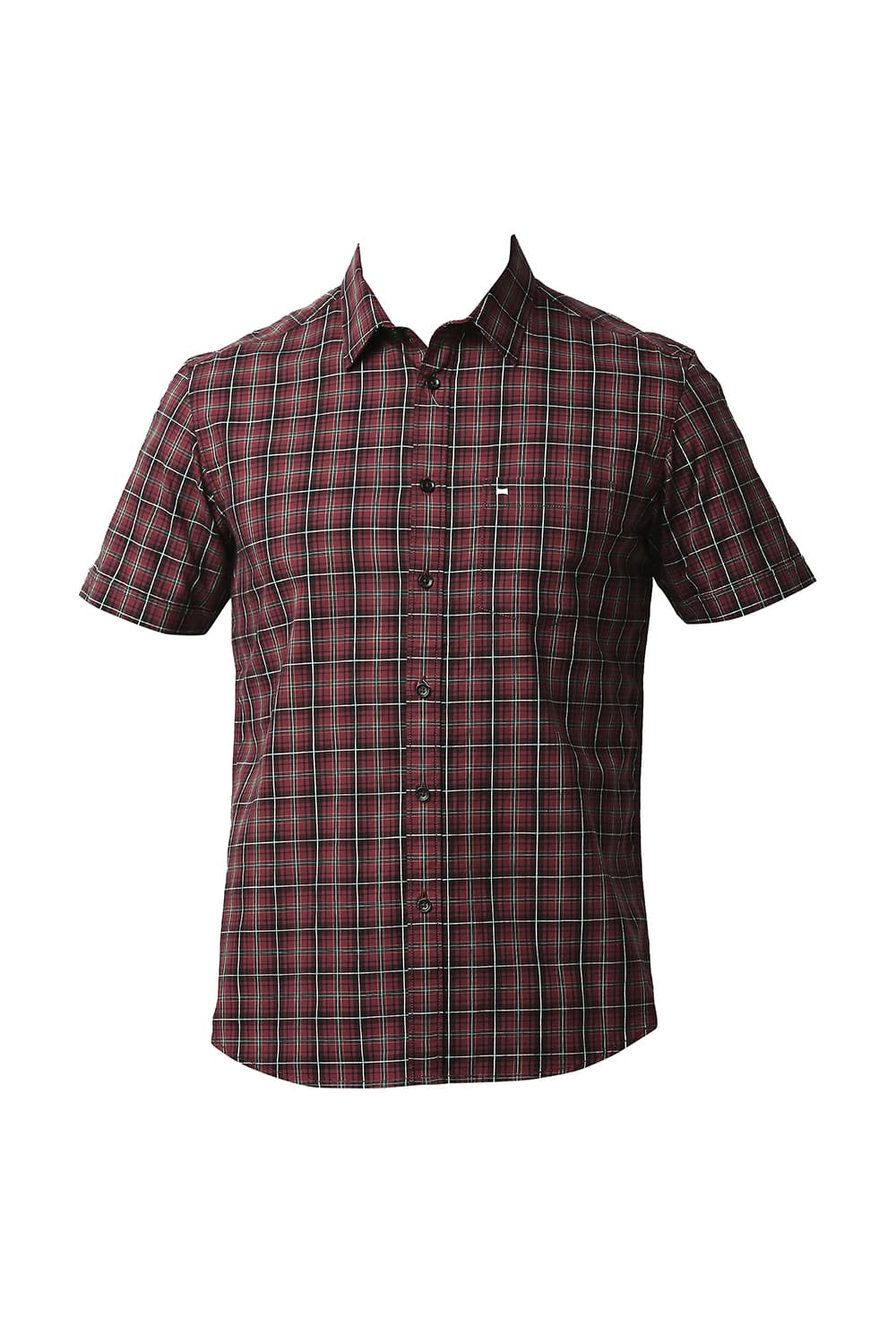 BASICS SLIM FIT COTTON CHECKS HALFSLEEVES SHIRT