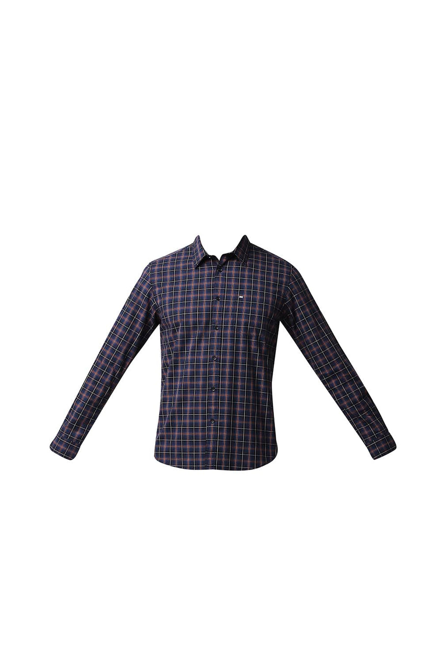 BASICS SLIM FIT BIJON BLUE COTTON CHECKS SHIRT