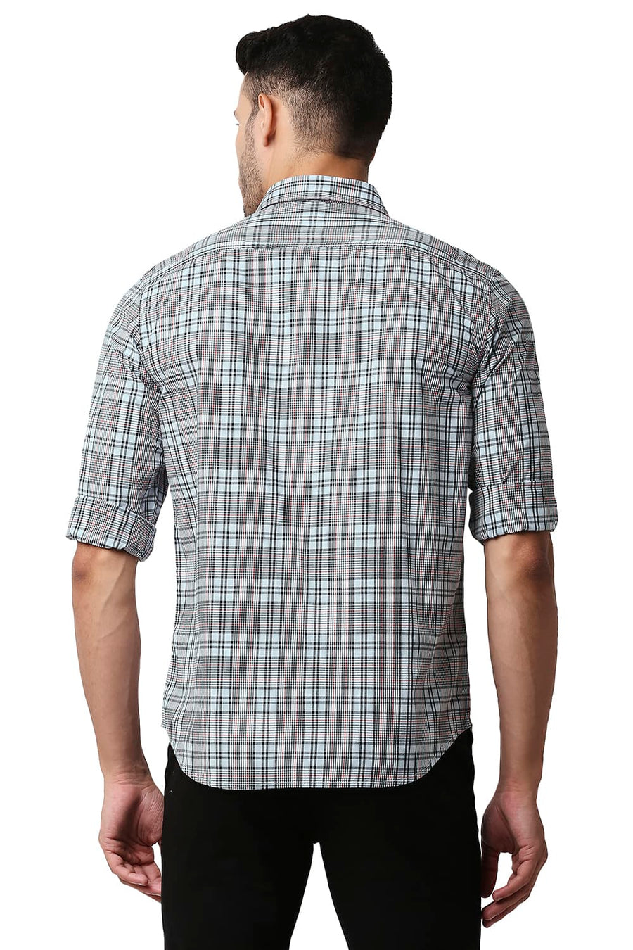 BASICS SLIM FIT PLEIN AIR BLUE COTTON CHECKS SHIRT