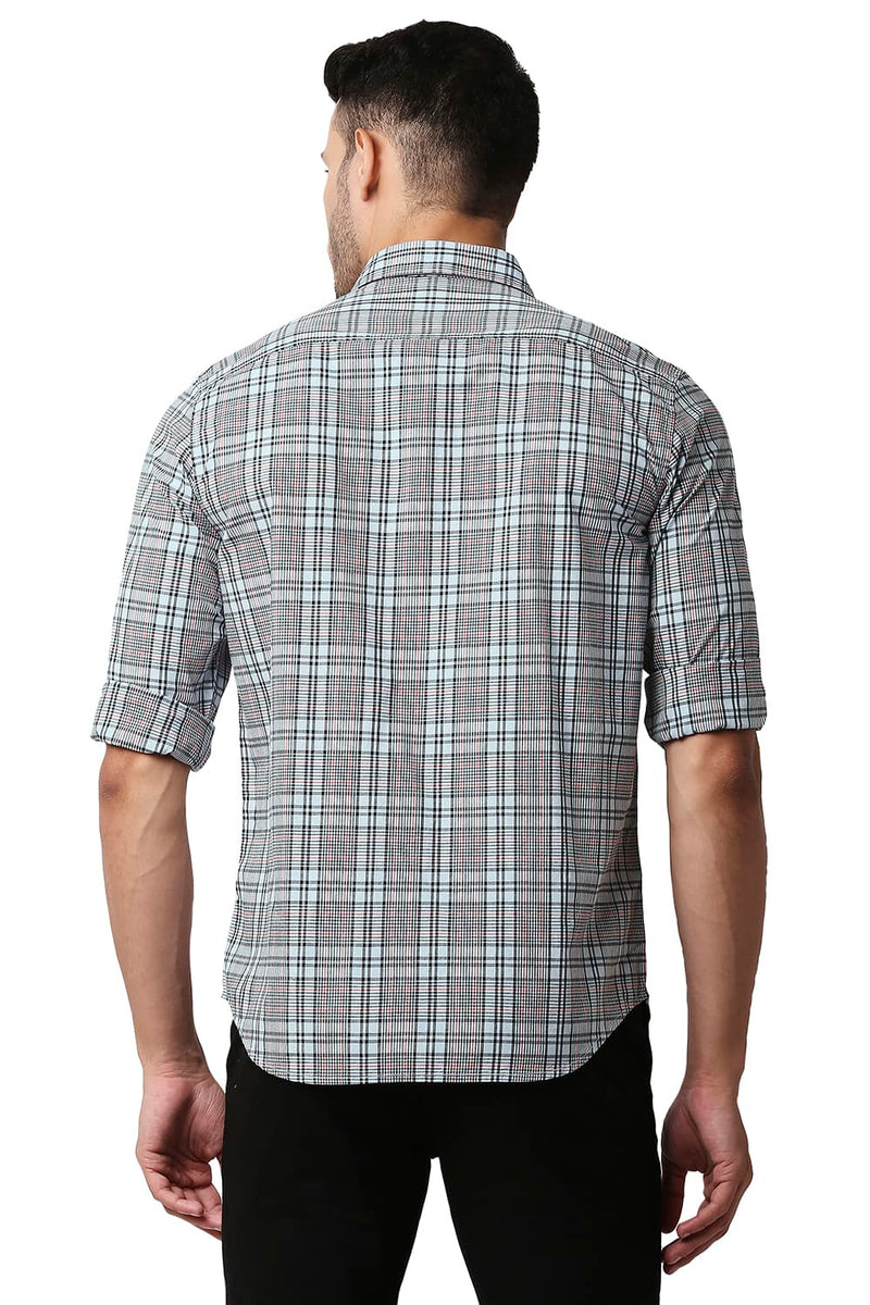 BASICS SLIM FIT COTTON CHECKS SHIRT