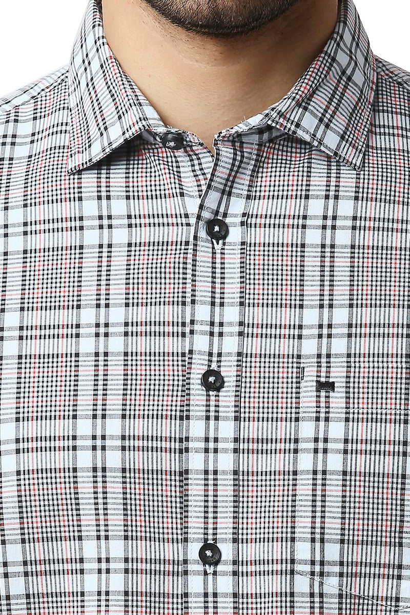 BASICS SLIM FIT COTTON CHECKS HALFSLEEVES SHIRT