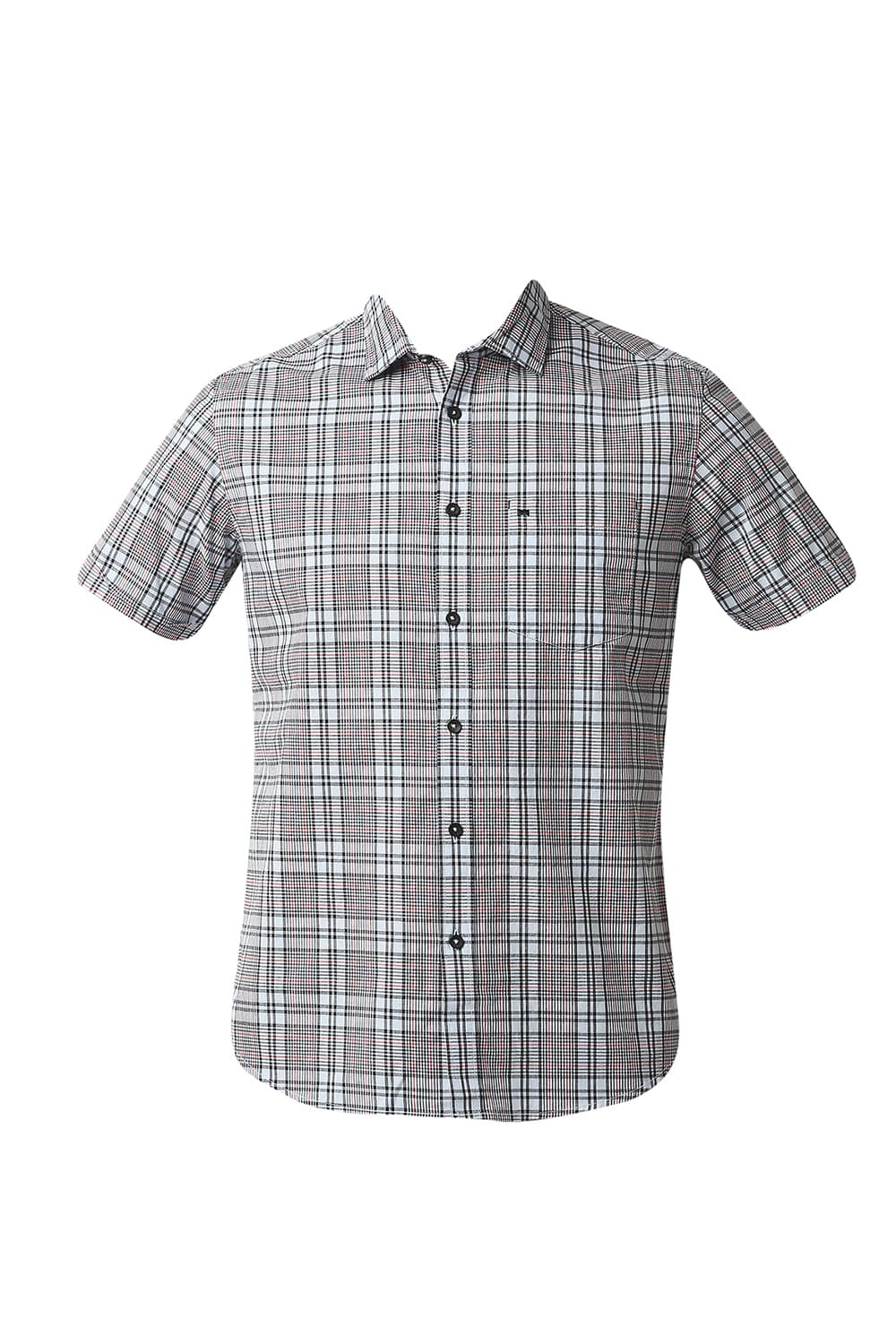 BASICS SLIM FIT COTTON CHECKS HALFSLEEVES SHIRT