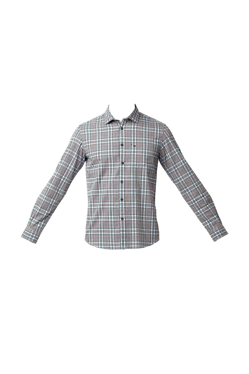 BASICS SLIM FIT COTTON CHECKS SHIRT