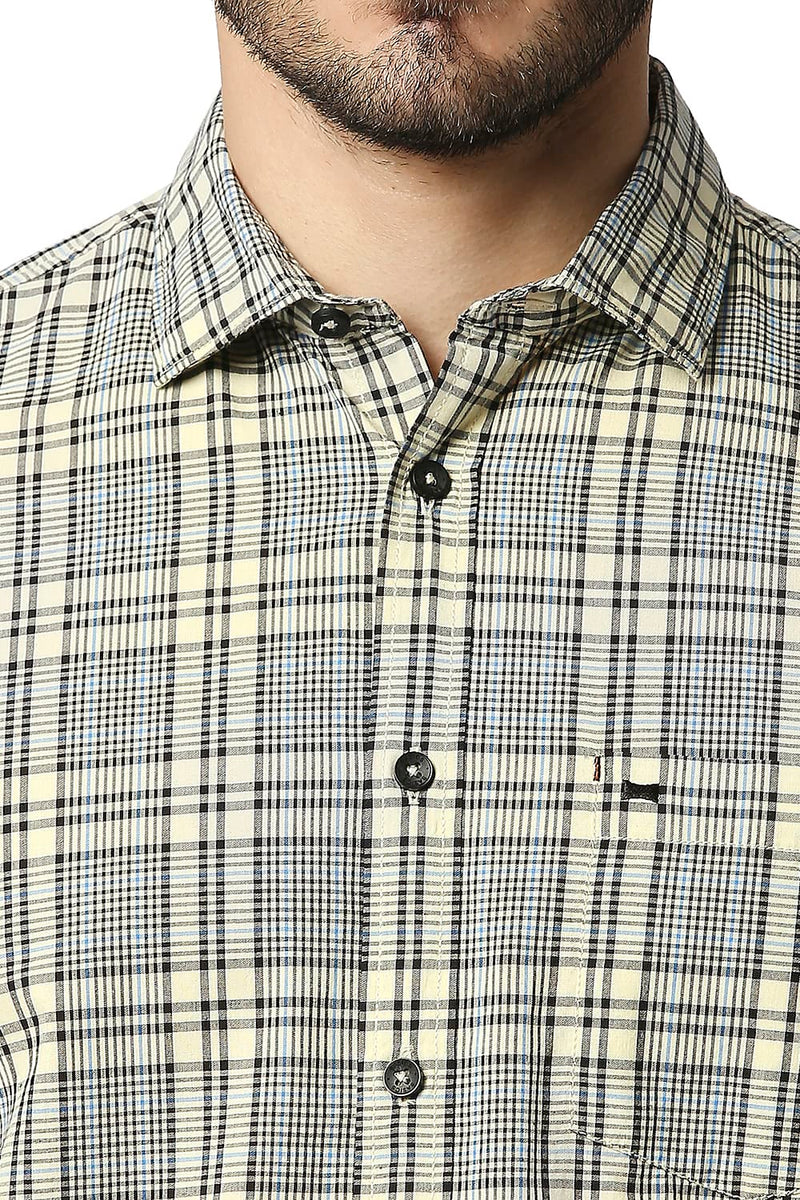 BASICS SLIM FIT COTTON CHECKS SHIRT