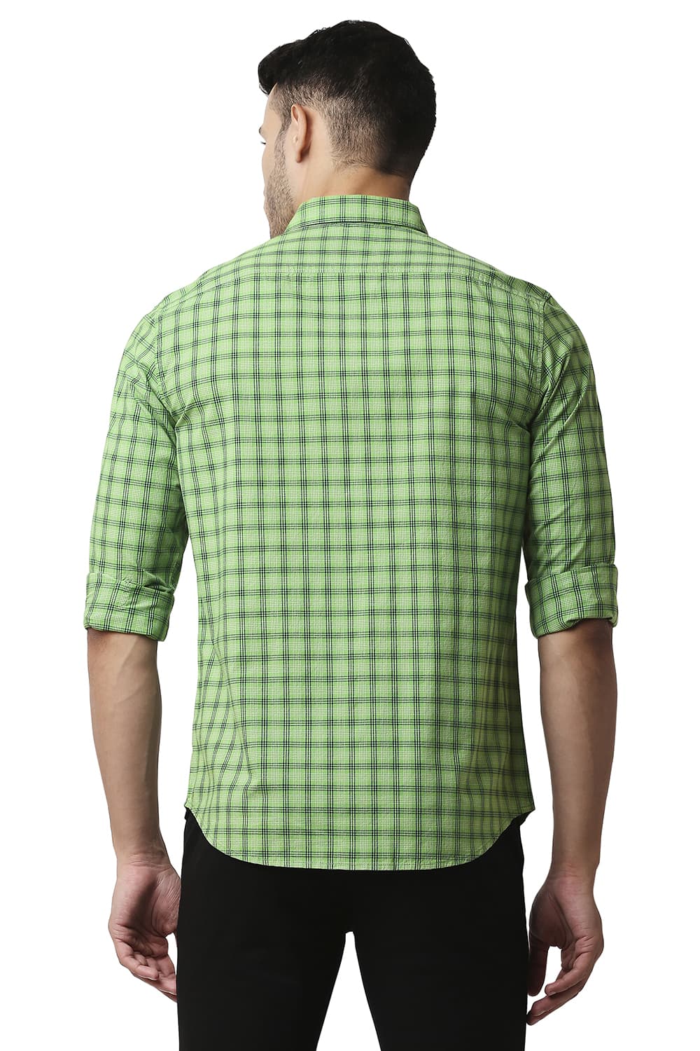 BASICS SLIM FIT COTTON CHECKS SHIRT