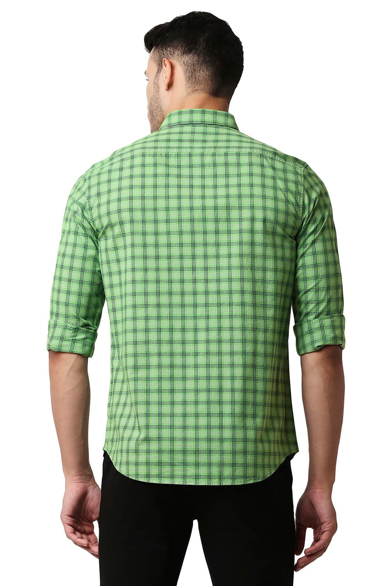 BASICS SLIM FIT COTTON CHECKS SHIRT