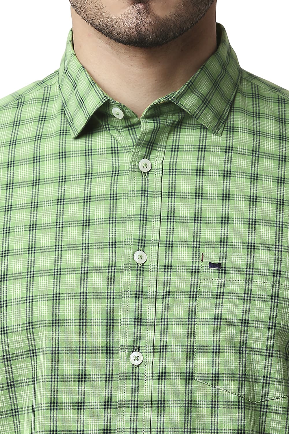 BASICS SLIM FIT COTTON CHECKS SHIRT