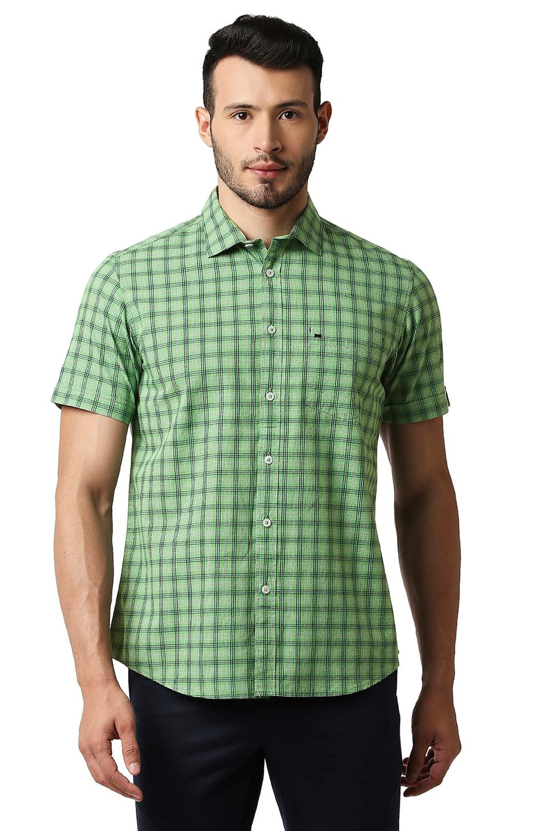 BASICS SLIM FIT COTTON CHECKS SHIRT