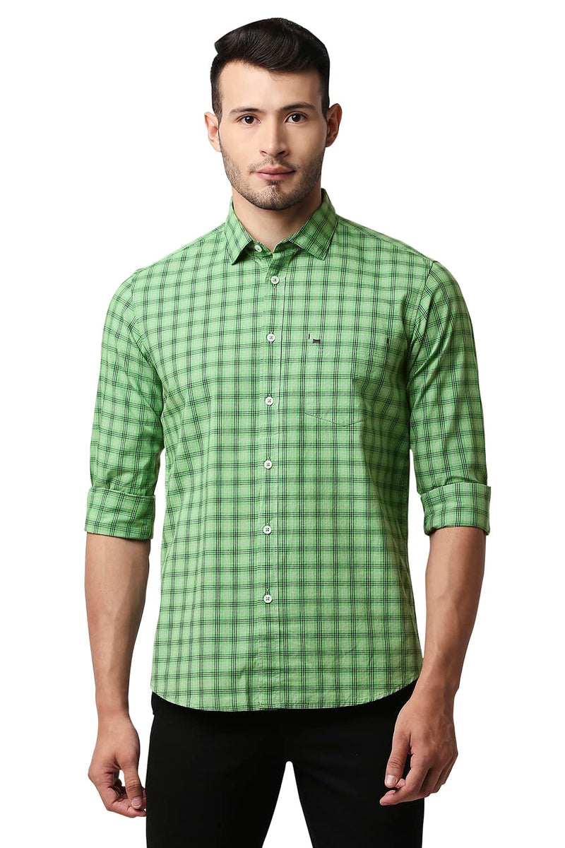 BASICS SLIM FIT COTTON CHECKS SHIRT