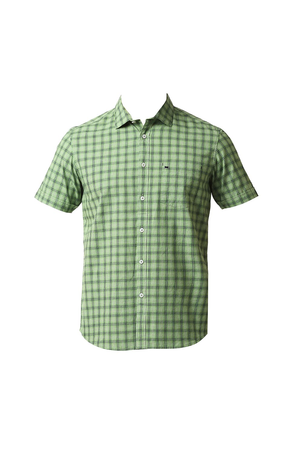 BASICS SLIM FIT COTTON CHECKS HALFSLEEVES SHIRT