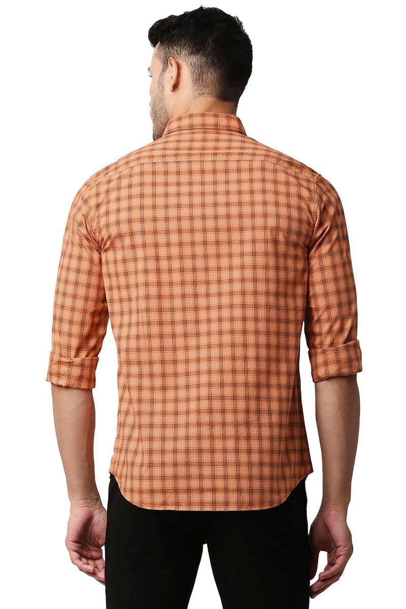 BASICS SLIM FIT COTTON CHECKS SHIRT