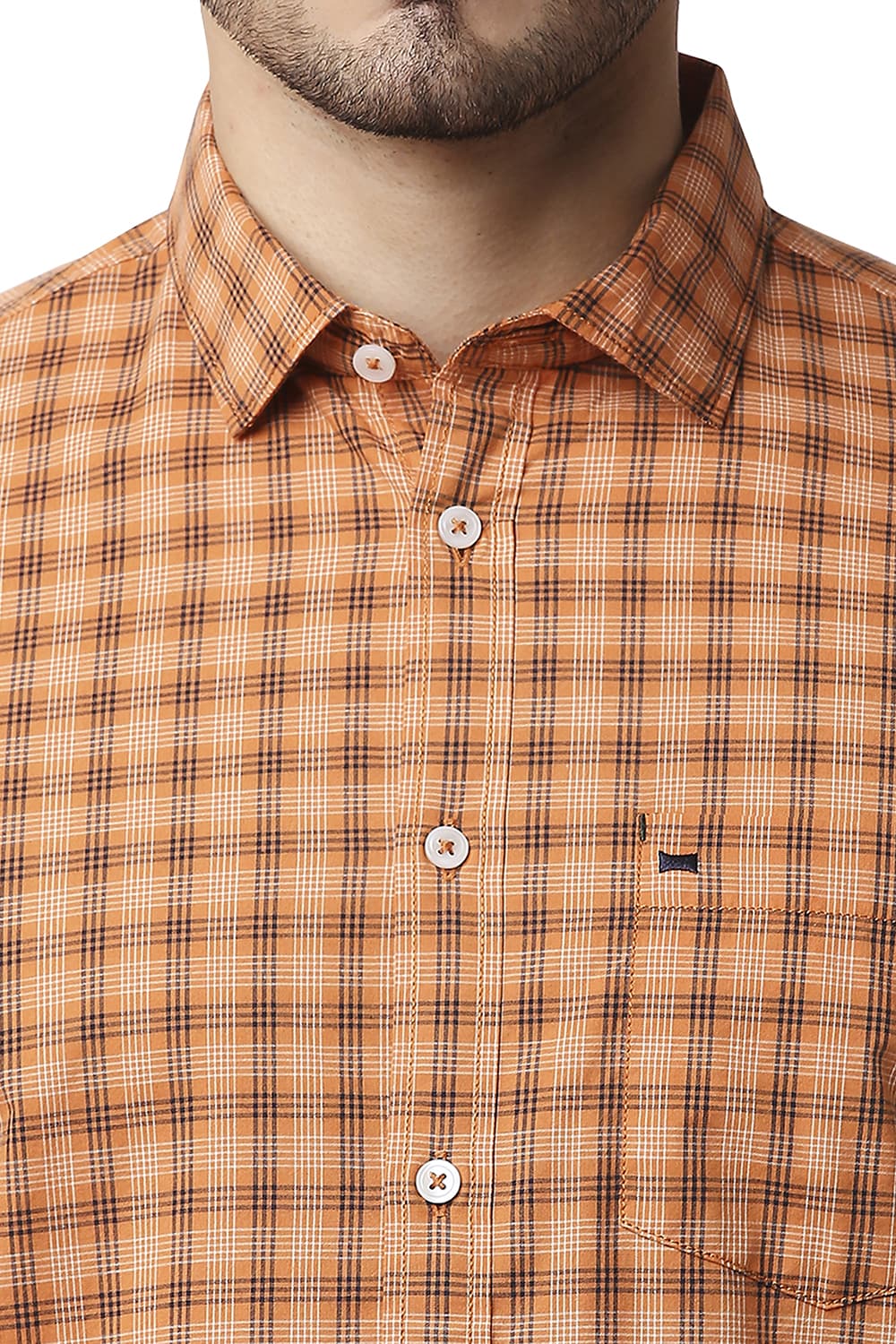 BASICS SLIM FIT COTTON CHECKS SHIRT