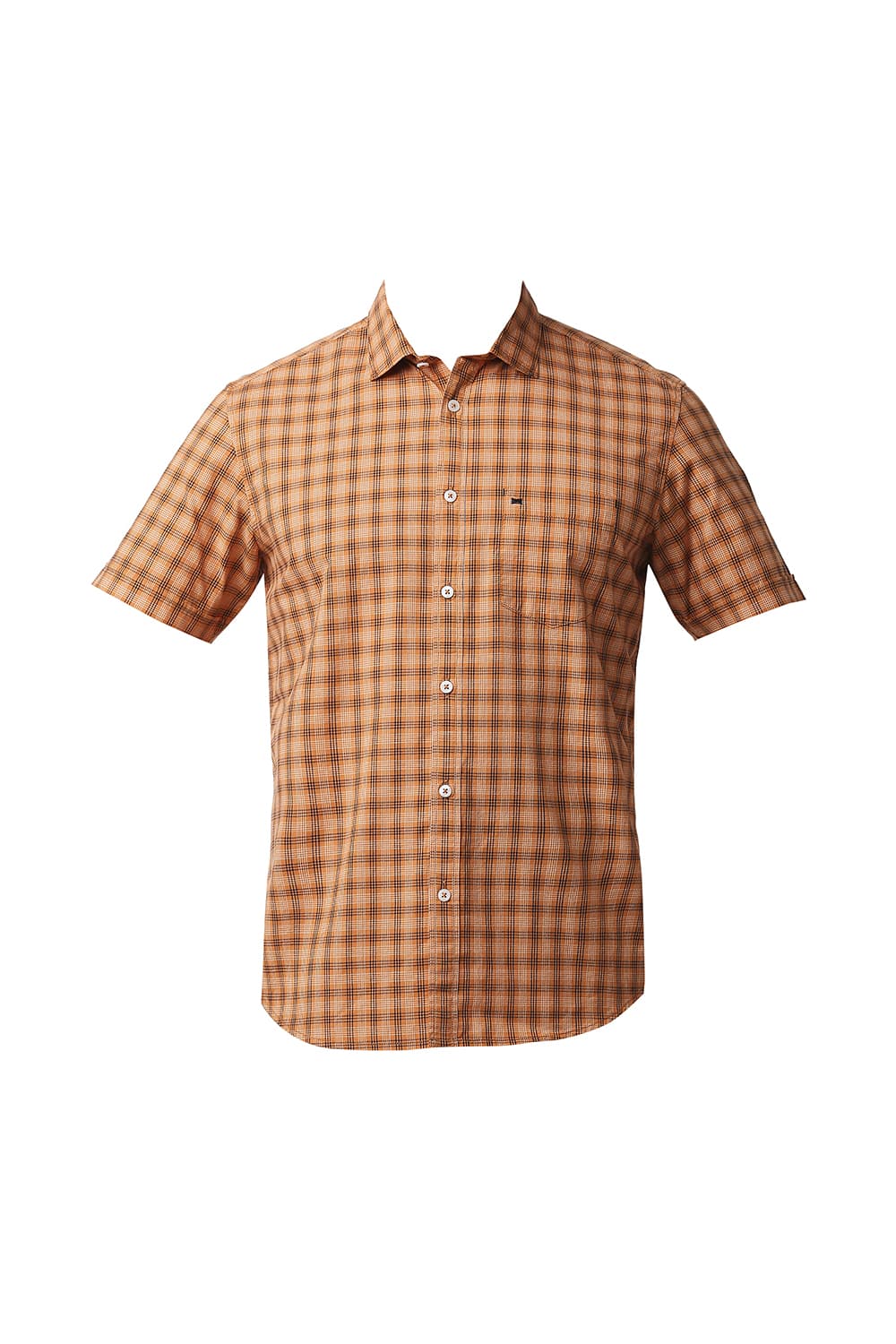 BASICS SLIM FIT COTTON CHECKS HALFSLEEVES SHIRT