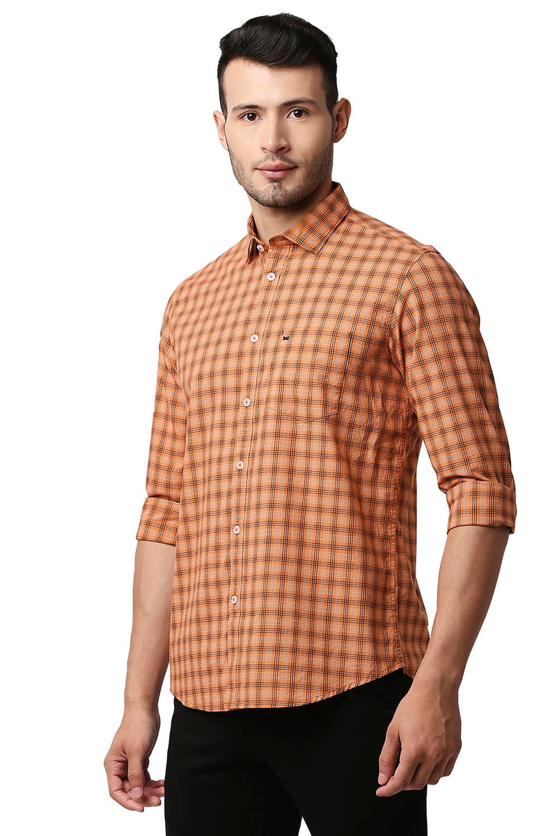 BASICS SLIM FIT COTTON CHECKS SHIRT