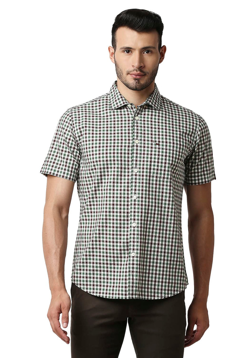 BASICS SLIM FIT COTTON CHECKS SHIRT