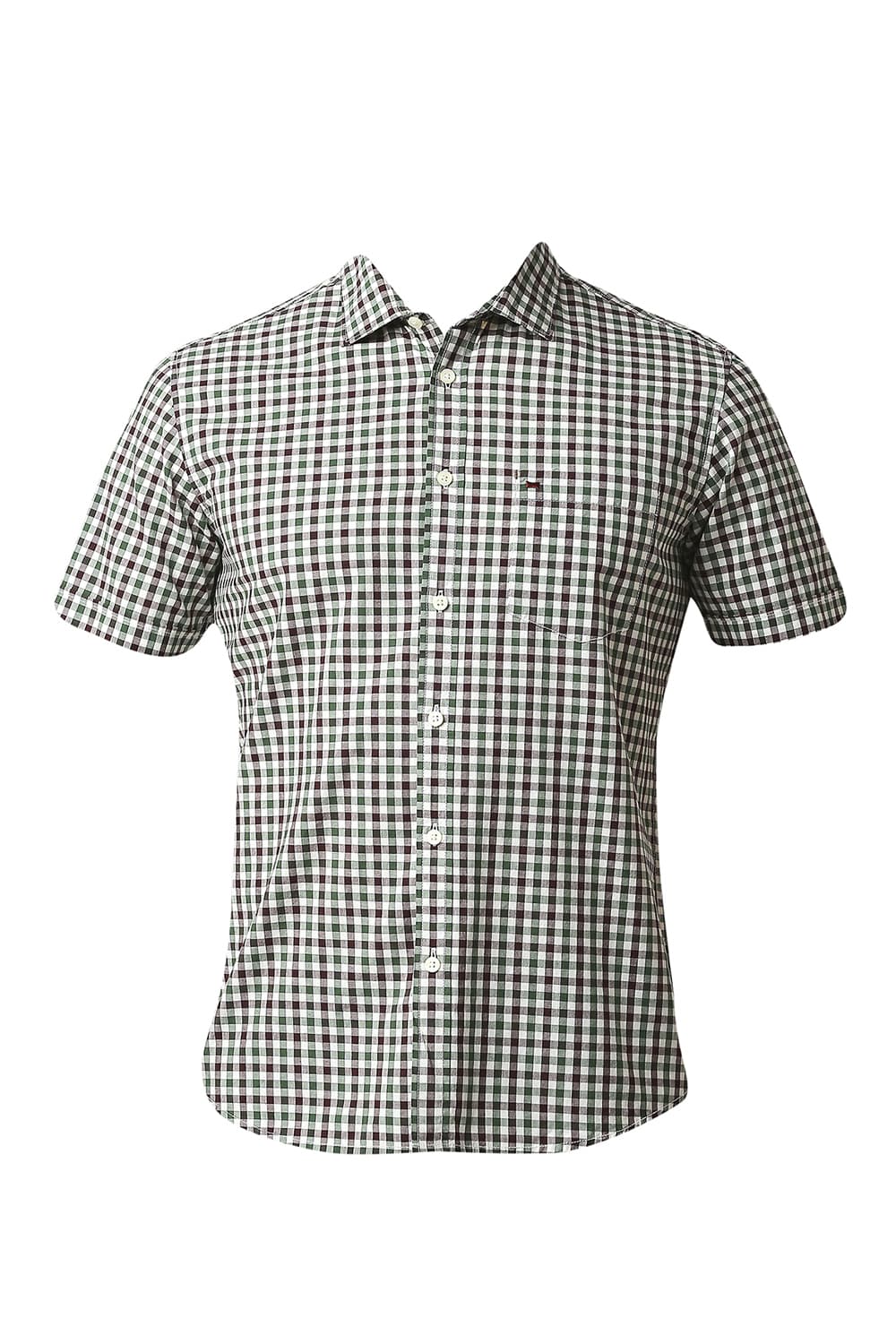 BASICS SLIM FIT COTTON CHECKS HALFSLEEVES SHIRT