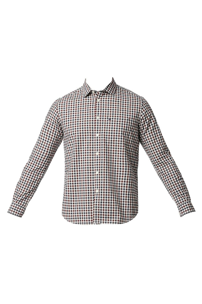 BASICS SLIM FIT COTTON CHECKS SHIRT