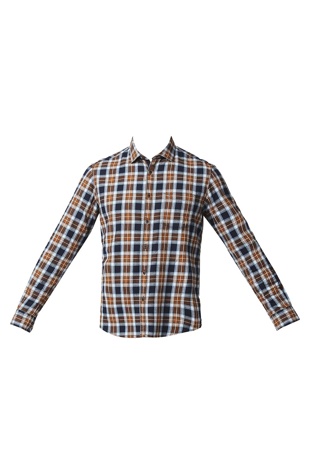 BASICS SLIM FIT BRUSHED TWILL CHECKS SHIRT