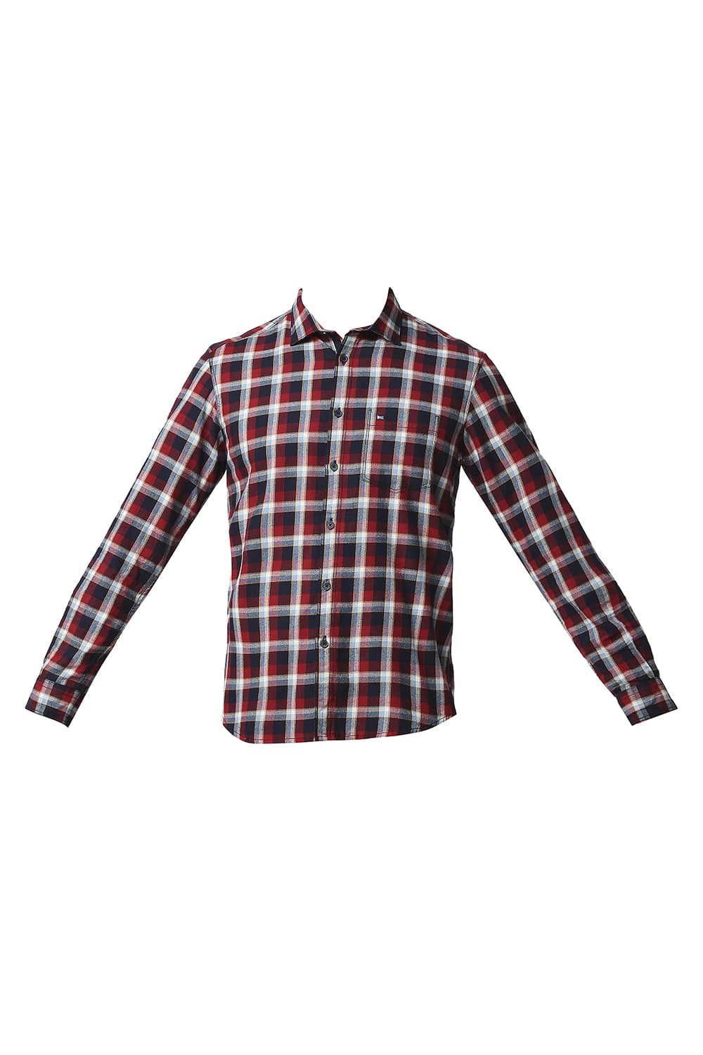 BASICS SLIM FIT BRUSHED TWILL CHECKS SHIRT