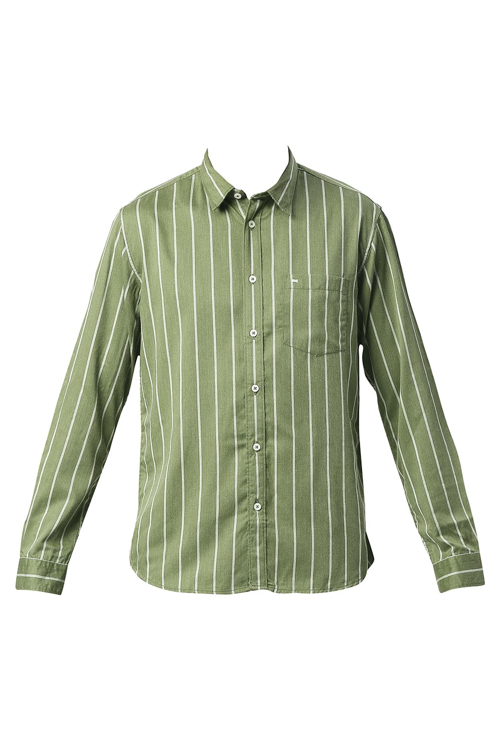 BASICS SLIM FIT POLY VISCOSE STRIPE SHIRT