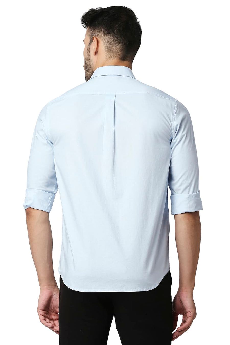 BASICS SLIM FIT DREAM BLUE OXFORD STRIPE SHIRT