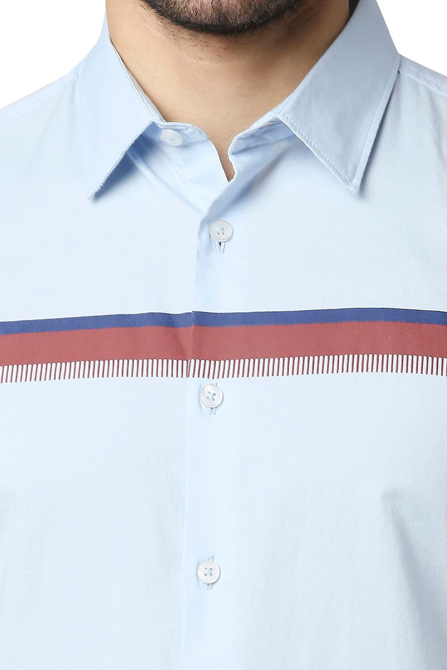 BASICS SLIM FIT DREAM BLUE OXFORD STRIPE SHIRT