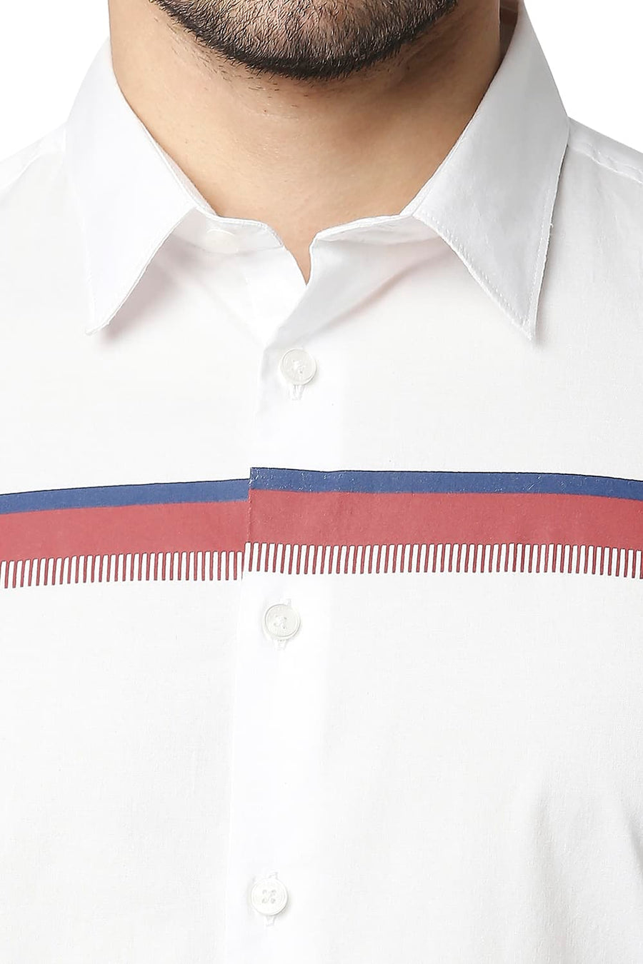 BASICS SLIM FIT BRIGHT WHITE OXFORD STRIPE SHIRT
