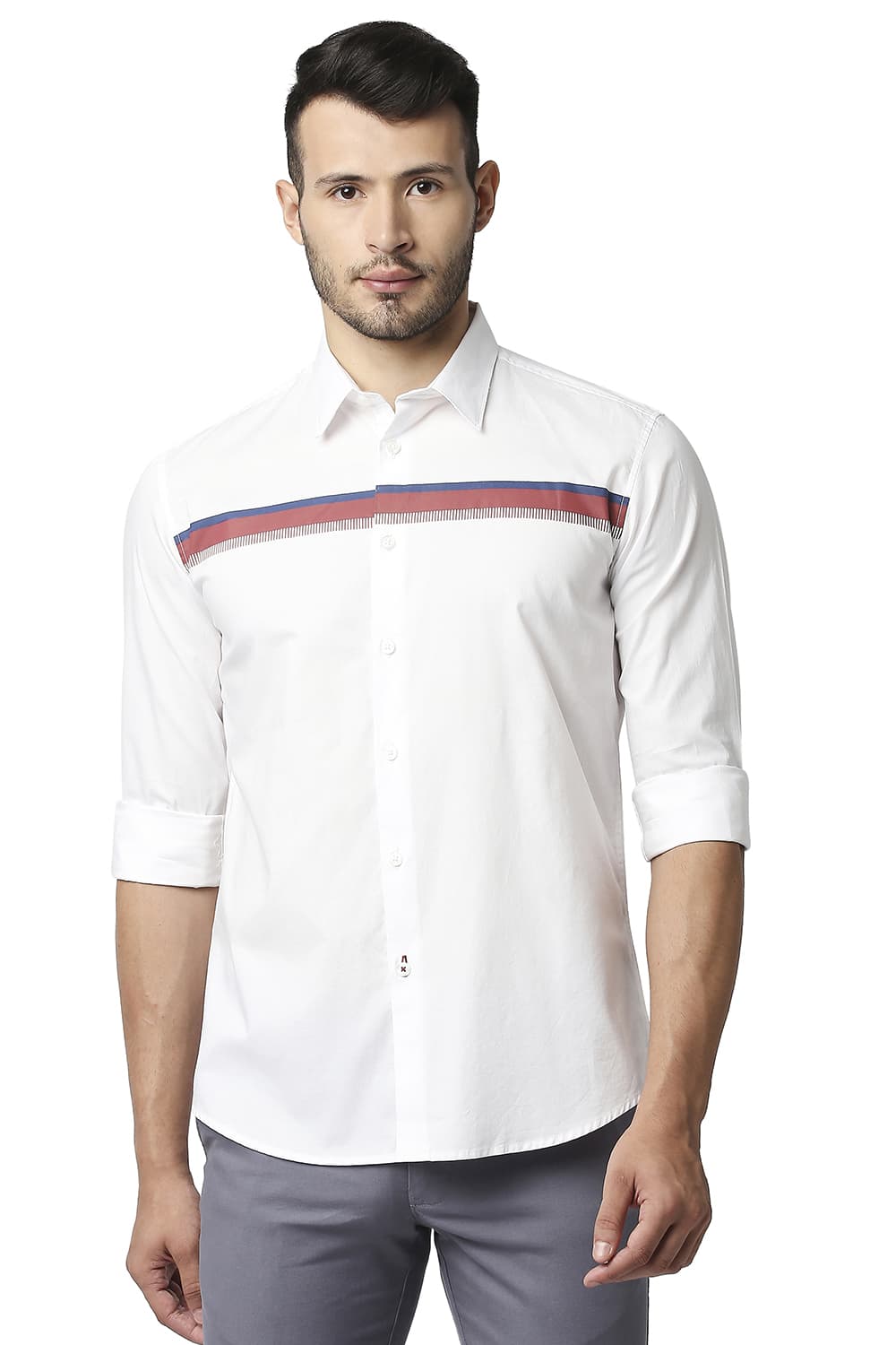 BASICS SLIM FIT OXFORD STRIPE SHIRT