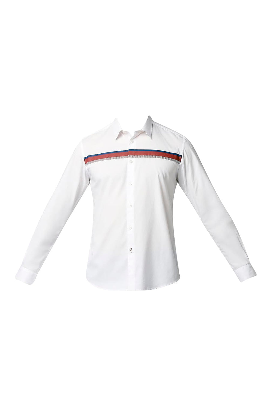 BASICS SLIM FIT BRIGHT WHITE OXFORD STRIPE SHIRT