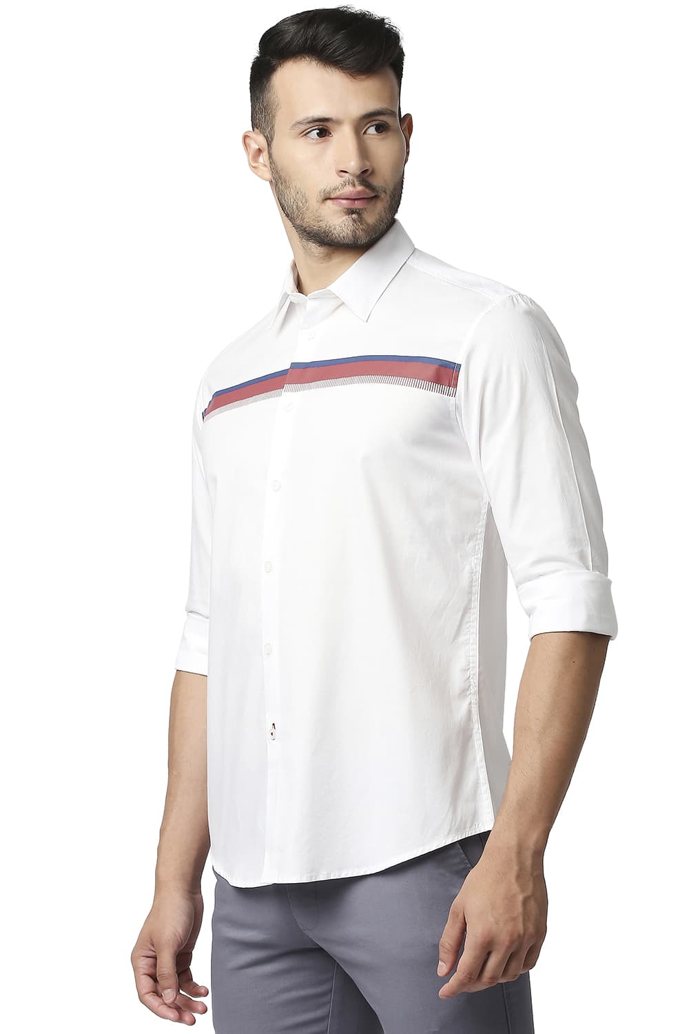 BASICS SLIM FIT OXFORD STRIPE SHIRT