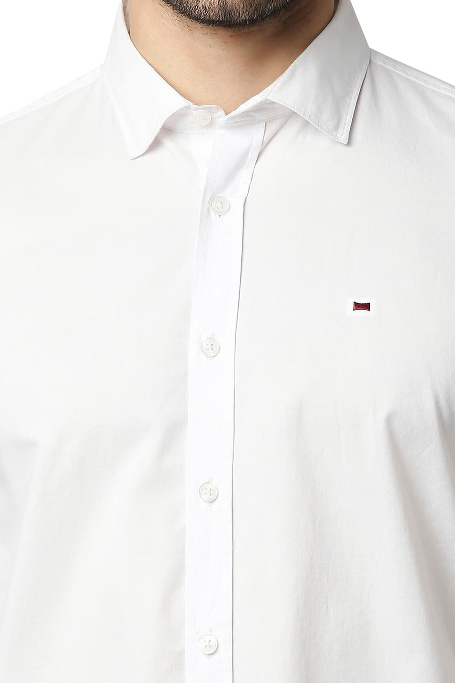 BASICS SLIM FIT BRIGHT WHITE OXFORD SHIRT