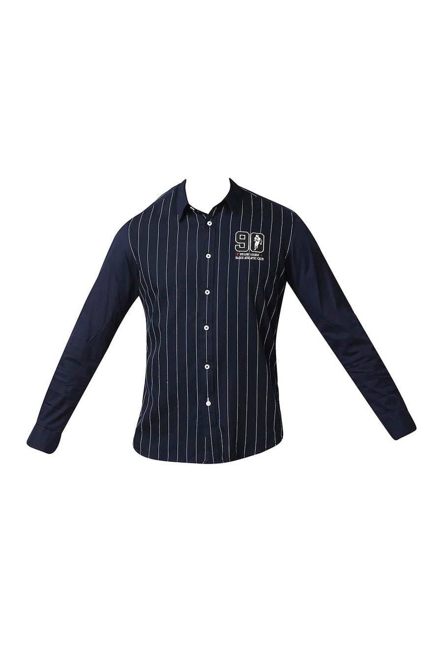 BASICS SLIM FIT NAVY IRIS TWILL STRIPE SHIRT
