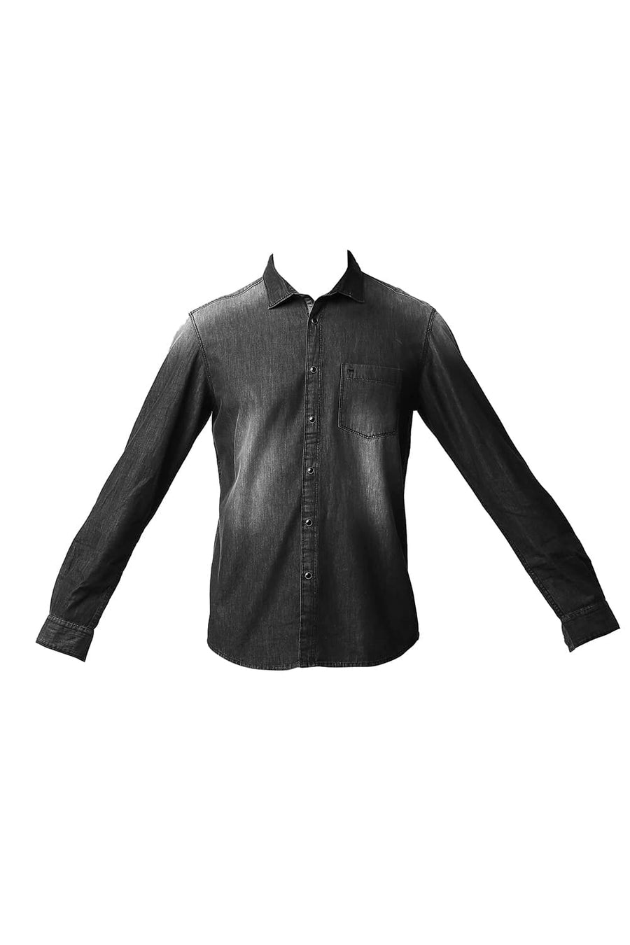 BASICS SLIM FIT BLACK INK COTTON SULPHUR SHIRT
