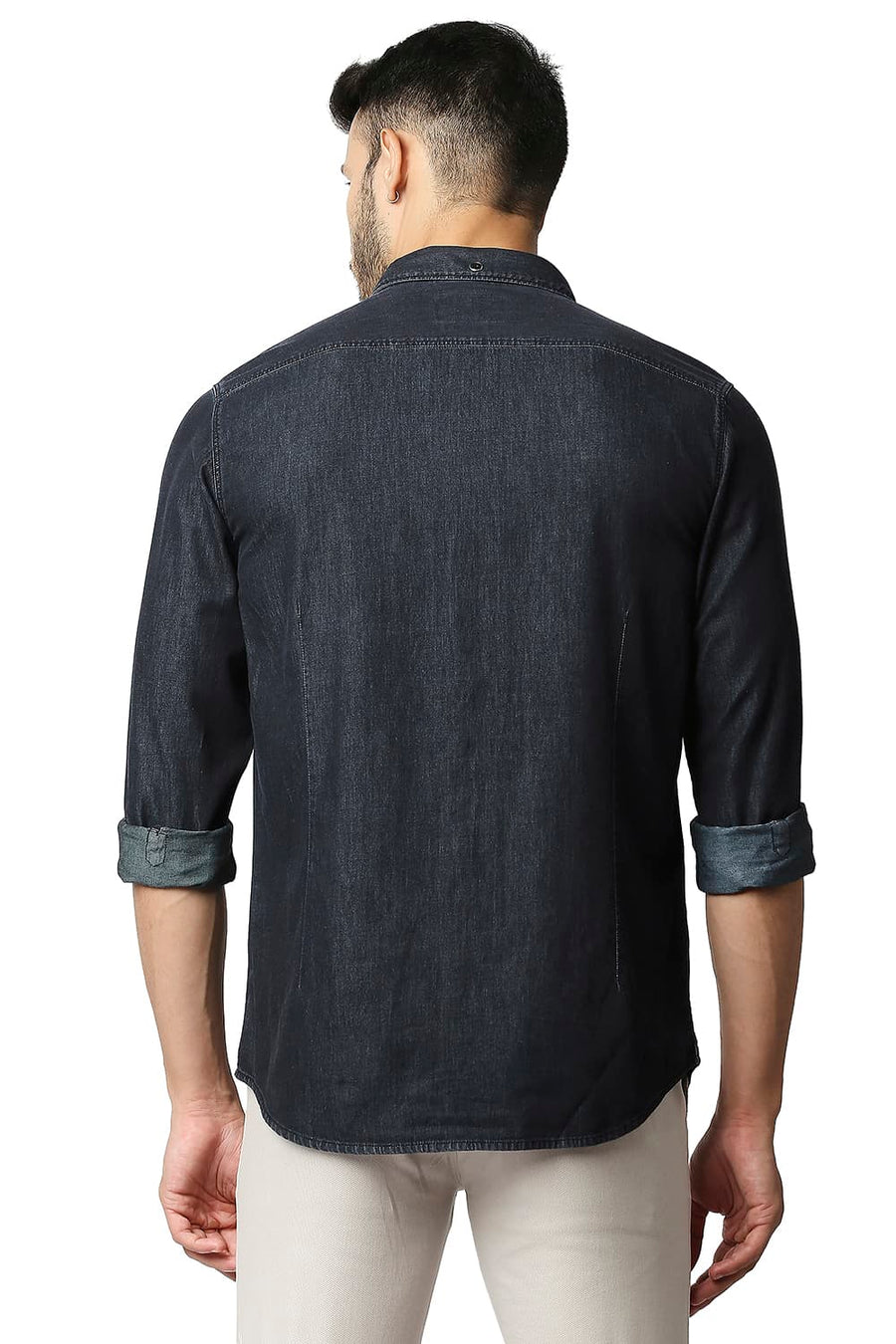 BASICS SLIM FIT ROSIN BLACK COTTON SULPHUR SHIRT
