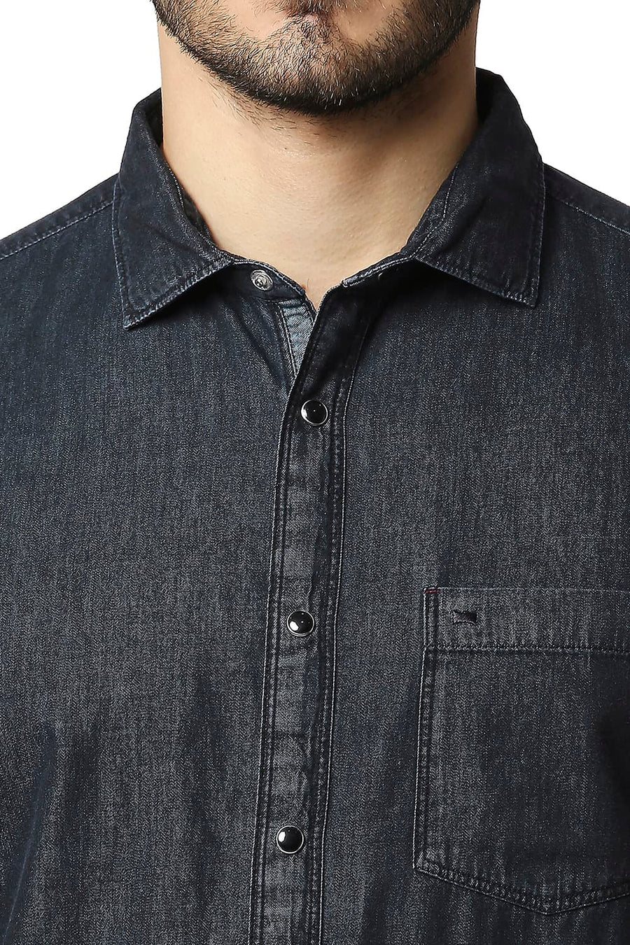 BASICS SLIM FIT ROSIN BLACK COTTON SULPHUR SHIRT