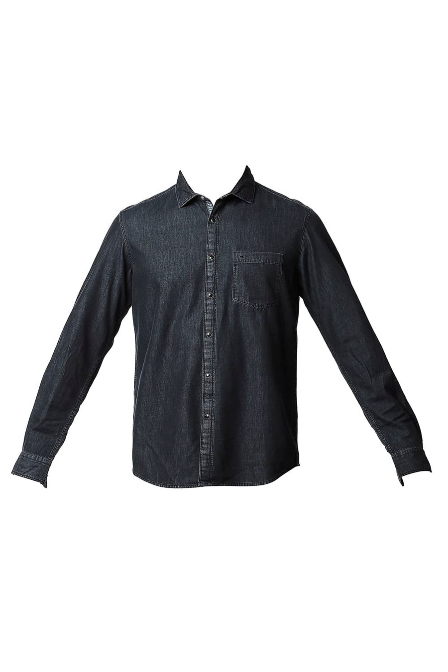 BASICS SLIM FIT ROSIN BLACK COTTON SULPHUR SHIRT
