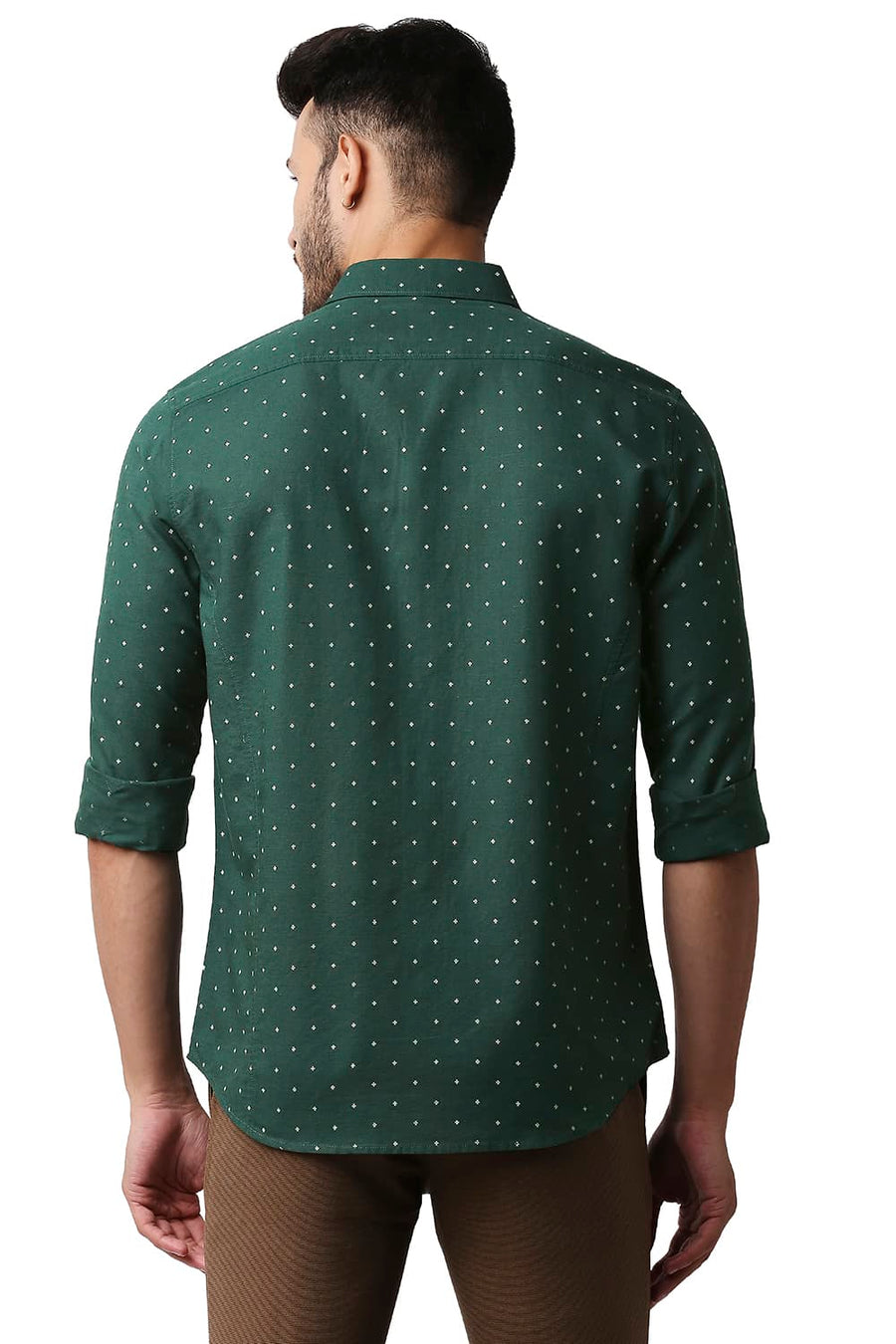 BASICS SLIM FIT GREEN GABLES COTTON LINEN PRINTED SHIRT