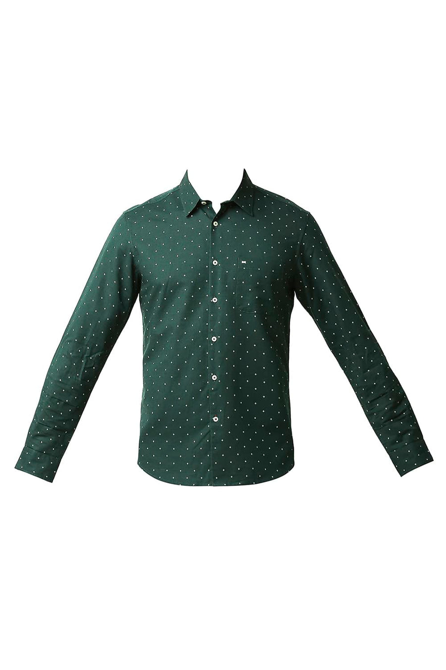 BASICS SLIM FIT GREEN GABLES COTTON LINEN PRINTED SHIRT