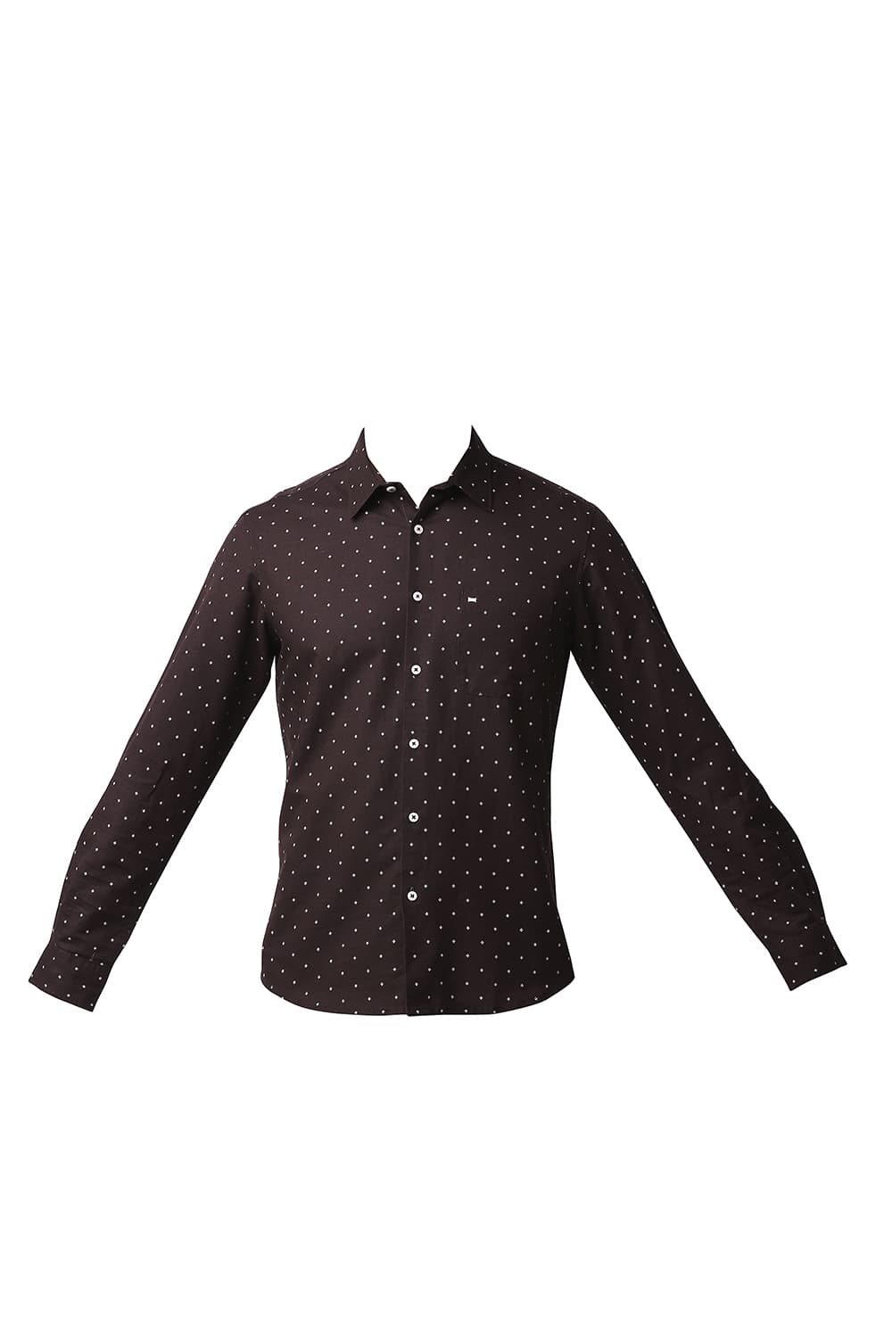 BASICS SLIM FIT COTTON LINEN PRINTED SHIRT