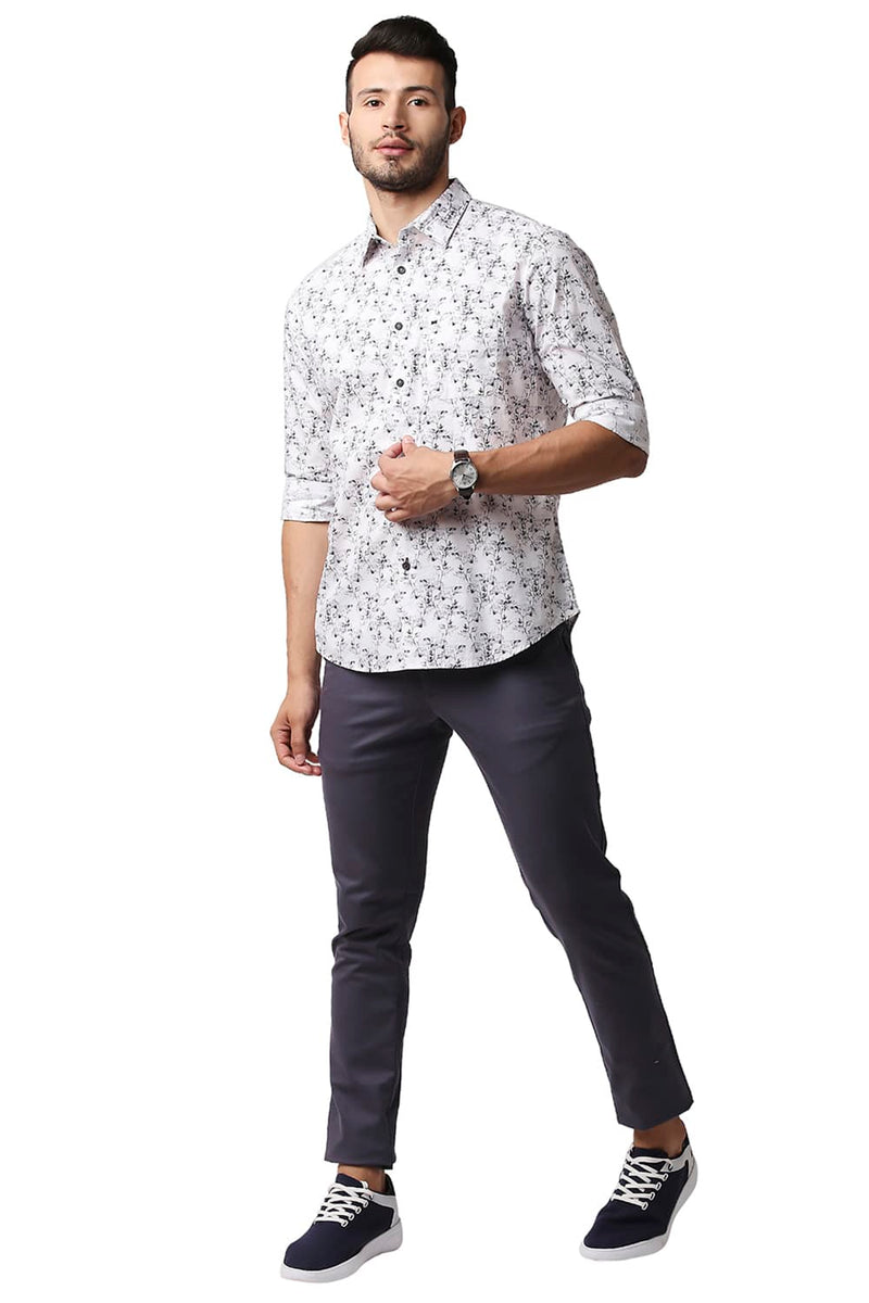 BASICS SLIM FIT DIGITAL POPLIN PRINTED SHIRT