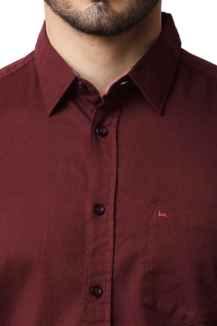 BASICS SLIM FIT ZIN FANDEL MAROON CREPE SHIRT